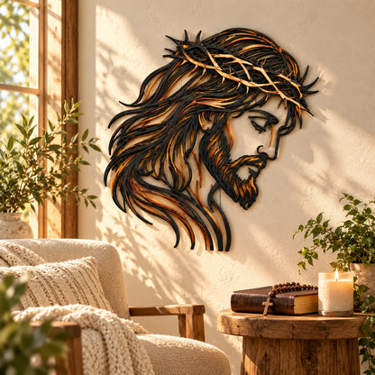 ✝️ Crown of Grace Jesus Metal Wall Art™ – Rustic Faith-Inspired Christian Wall Decor✨
