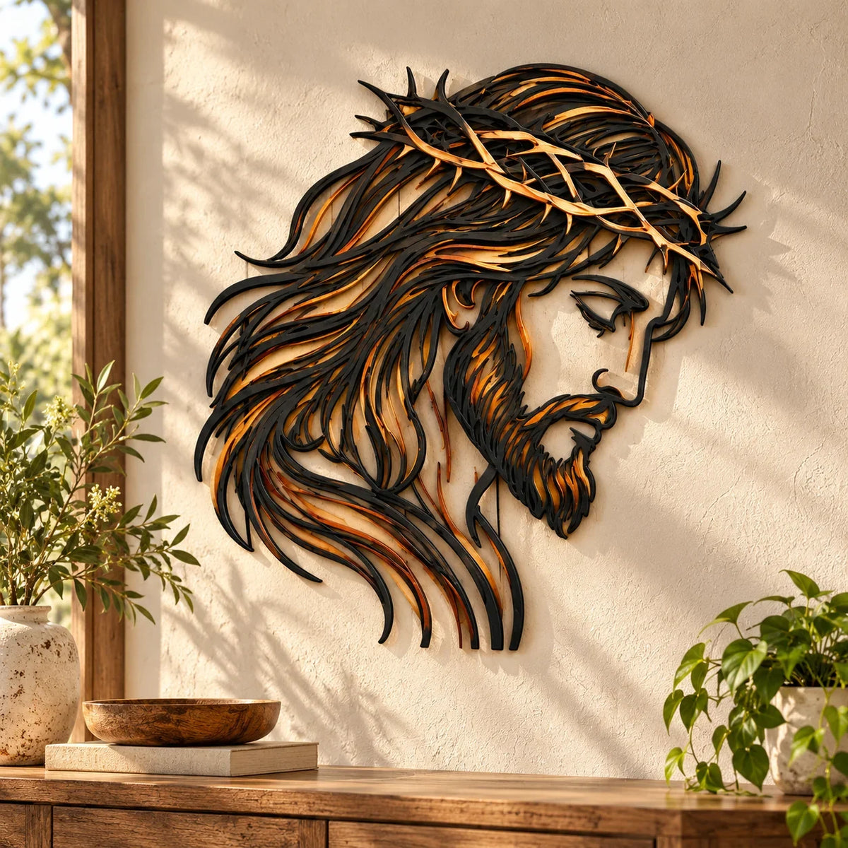 ✝️ Crown of Grace Jesus Metal Wall Art™ – Rustic Faith-Inspired Christian Wall Decor✨