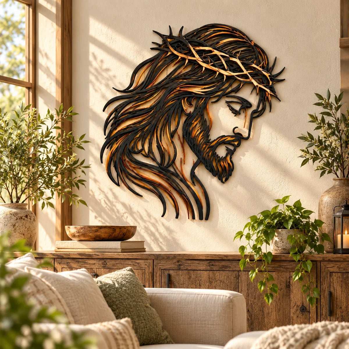✝️ Crown of Grace Jesus Metal Wall Art™ – Rustic Faith-Inspired Christian Wall Decor✨