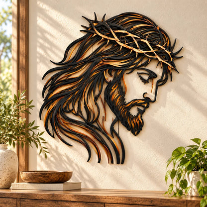 ✝️ Crown of Grace Jesus Metal Wall Art™ – Rustic Faith-Inspired Christian Wall Decor✨