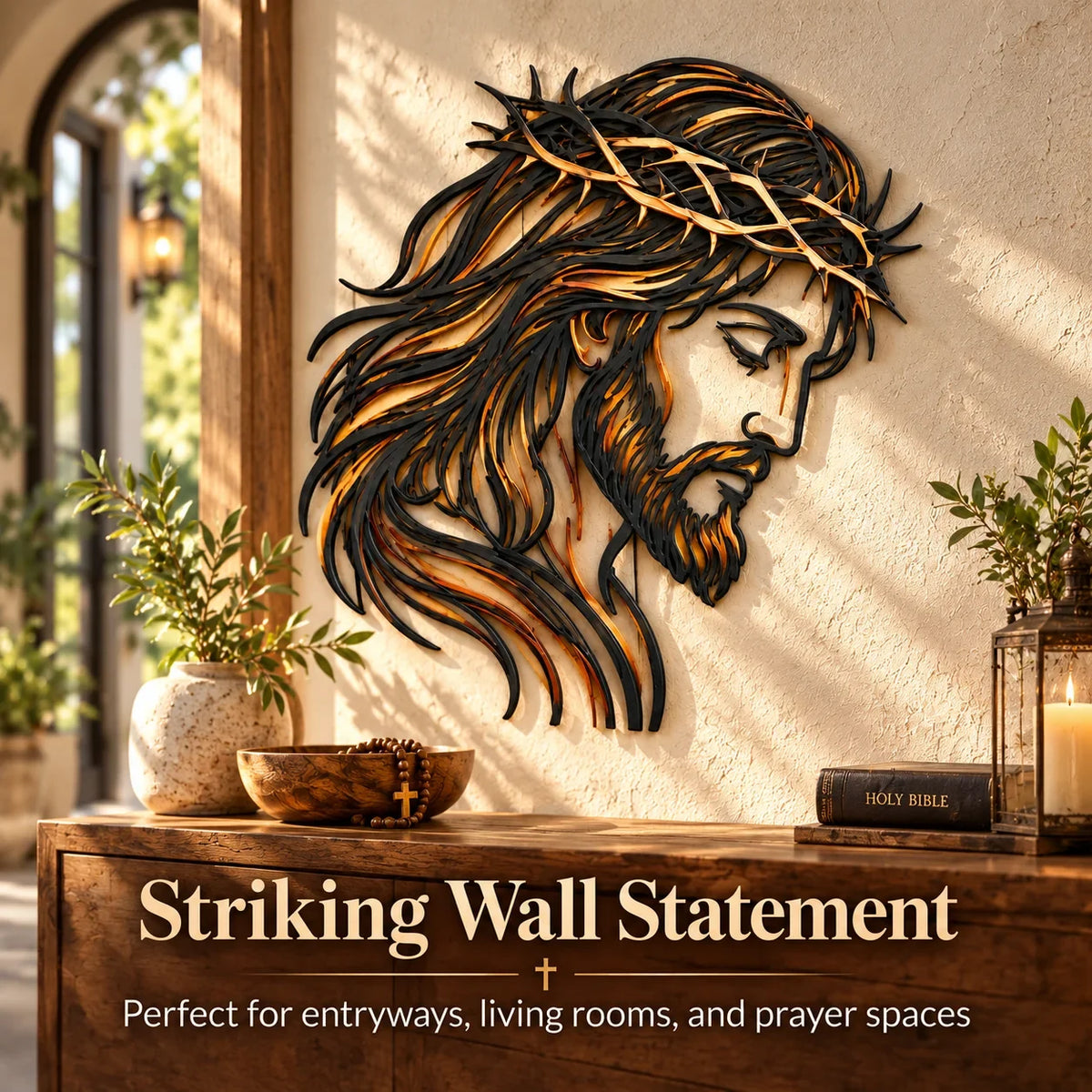 ✝️ Crown of Grace Jesus Metal Wall Art™ – Rustic Faith-Inspired Christian Wall Decor✨