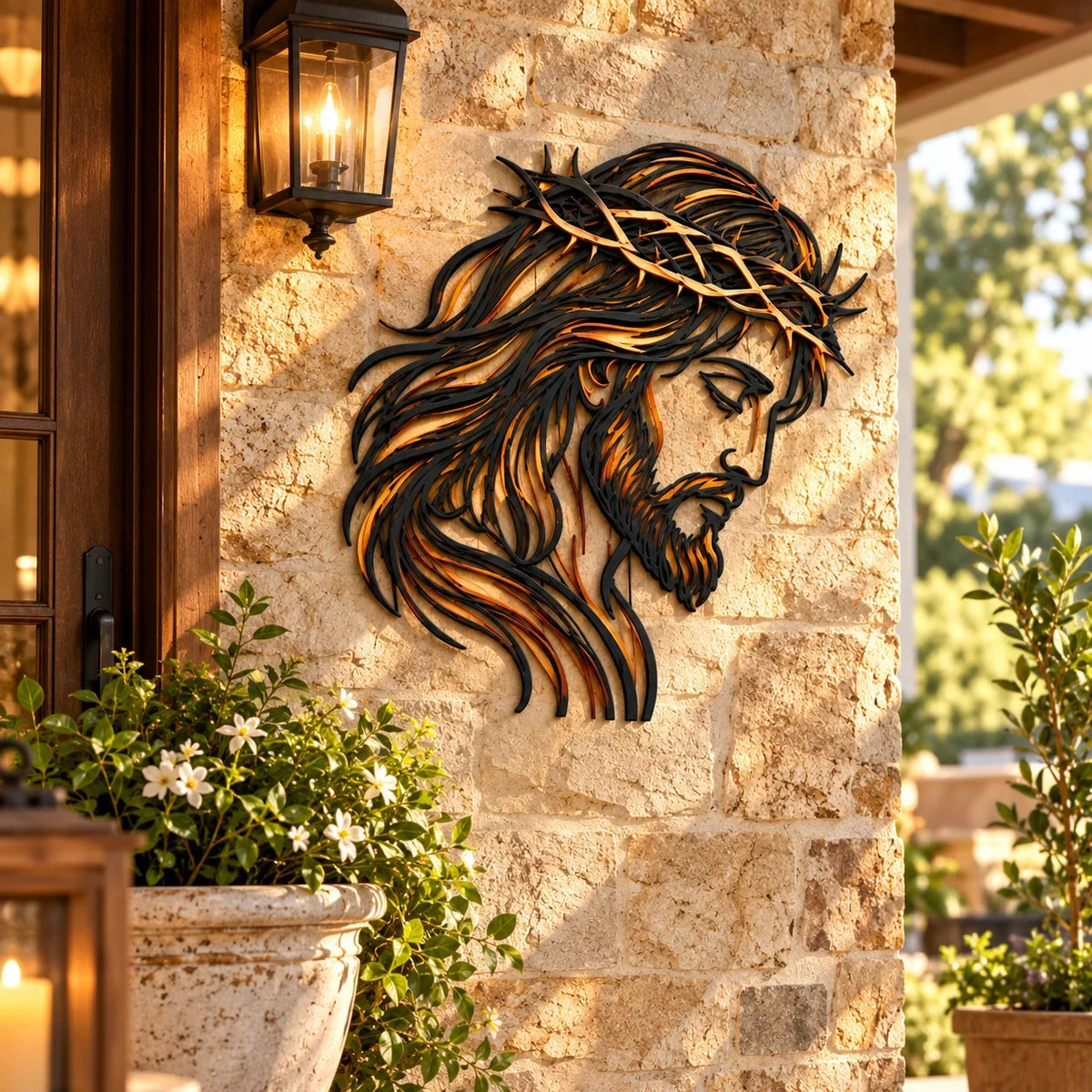 ✝️ Crown of Grace Jesus Metal Wall Art™ – Rustic Faith-Inspired Christian Wall Decor✨