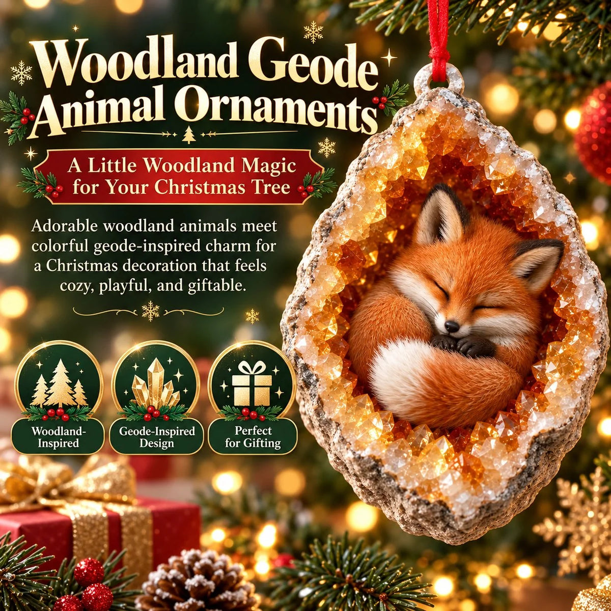 🎄3D Woodland Creature Geode Christmas Ornaments・10 Design