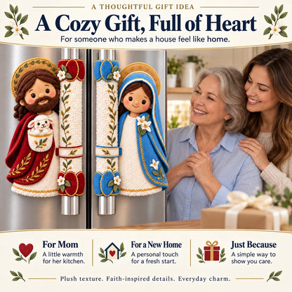 ⏳ Last Day 48% Off – ✝️ Jesus & Mary Plush Handle Huggers | Soft Faith-inspired Covers For Refrigerator Handles & Home Décor ❤️