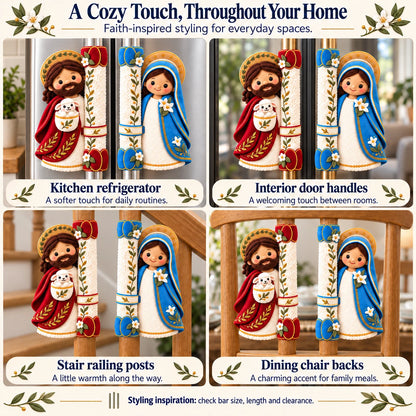 ⏳ Last Day 48% Off – ✝️ Jesus & Mary Plush Handle Huggers | Soft Faith-inspired Covers For Refrigerator Handles & Home Décor ❤️