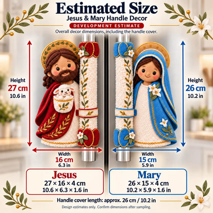 ⏳ Last Day 48% Off – ✝️ Jesus & Mary Plush Handle Huggers | Soft Faith-inspired Covers For Refrigerator Handles & Home Décor ❤️