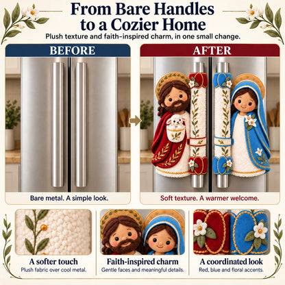 ⏳ Last Day 48% Off – ✝️ Jesus & Mary Plush Handle Huggers | Soft Faith-inspired Covers For Refrigerator Handles & Home Décor ❤️