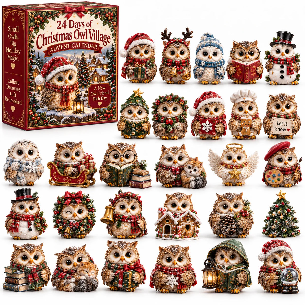🦉 24 Days Of Owl Stories — Bookish Owls & Christmas Owl Village Collection
