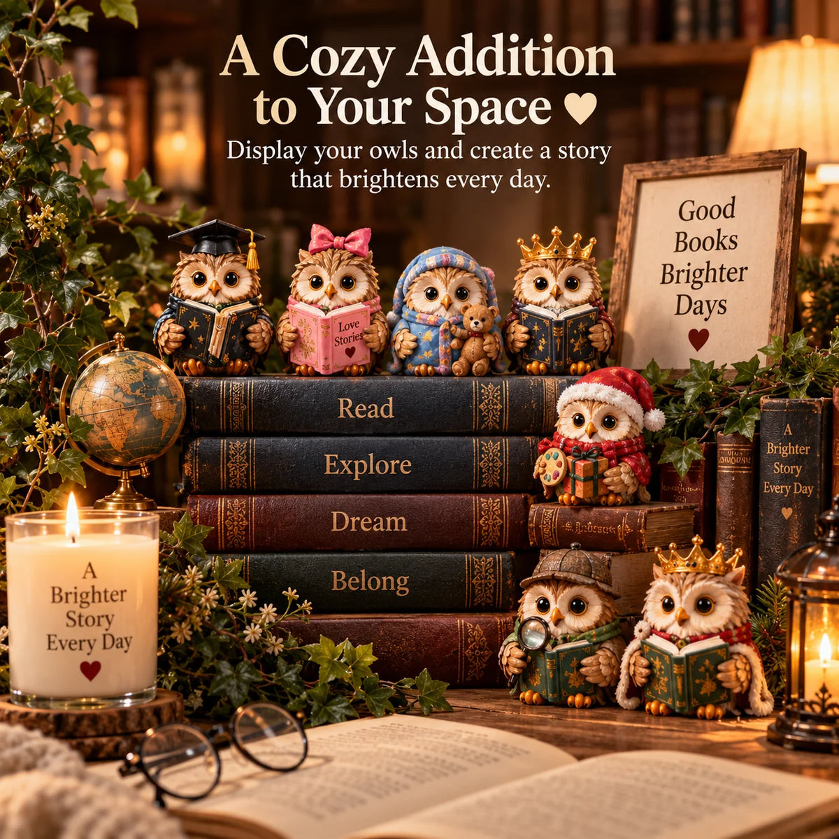 🦉 24 Days Of Owl Stories — Bookish Owls & Christmas Owl Village Collection