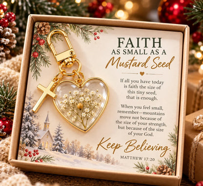 ⏳ Last Day 48% OFF –✝️ Mustard Seed Faith Keychain — Keep Believing