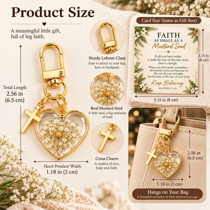⏳ Last Day 48% OFF –✝️ Mustard Seed Faith Keychain — Keep Believing