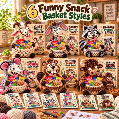 ⭐😂 Snack Attack Squad™ – Diy Crochet Funny Animal Snack Basket Collection