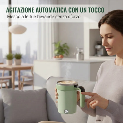 Automatic mixing cup with smart temperature display