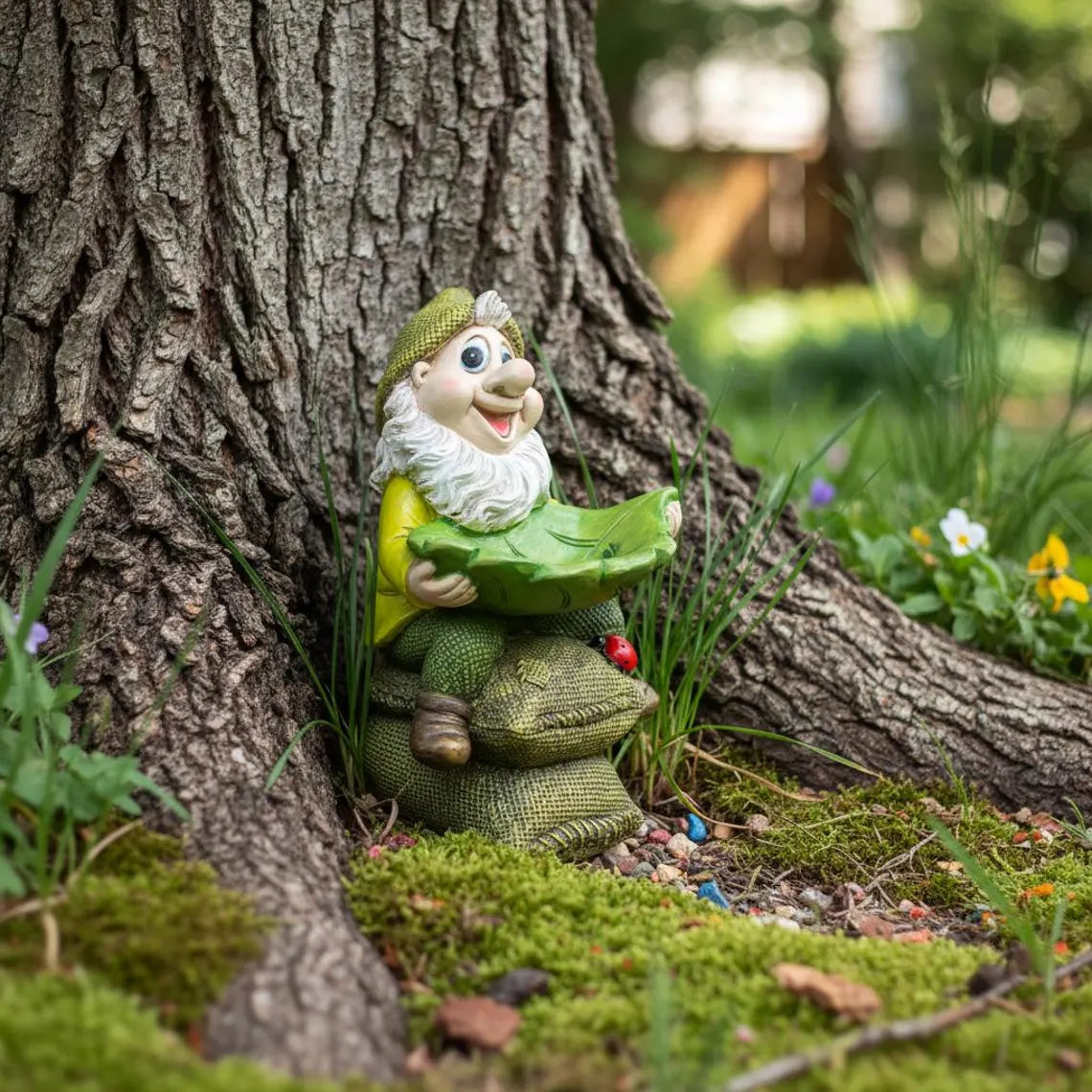 🍃 Birdie Butler Gnome™ — Whimsical Leaf Feeder Garden Statue