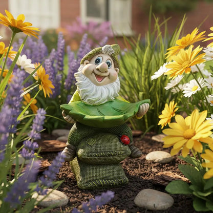 🍃 Birdie Butler Gnome™ — Whimsical Leaf Feeder Garden Statue