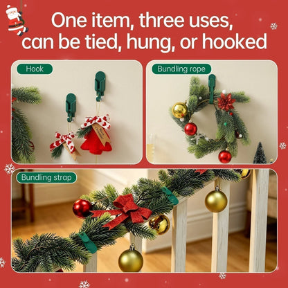 ⏰ Silicone Christmas Wreath Ties & Traceless Hooks – Reusable, Damage-free Holiday Decor Hanging Kit ✨