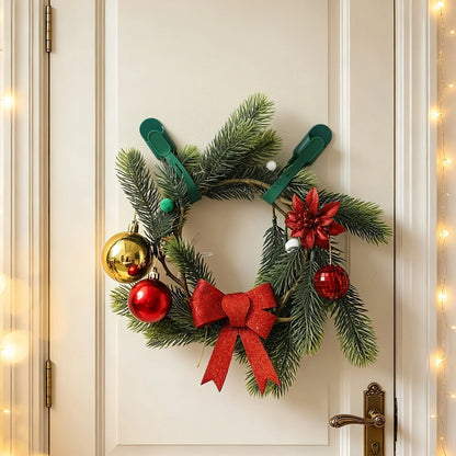⏰ Silicone Christmas Wreath Ties & Traceless Hooks – Reusable, Damage-free Holiday Decor Hanging Kit ✨