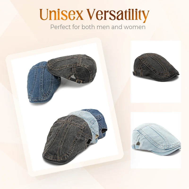 🎉 This Week's Special Sales - 47% Off ✨🧢 Unisex Denim Newsboy Cap | Vintage Classic Style, Adjustable Comfort Fit For Everyday Wear