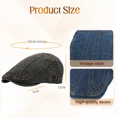 🎉 This Week's Special Sales - 47% Off ✨🧢 Unisex Denim Newsboy Cap | Vintage Classic Style, Adjustable Comfort Fit For Everyday Wear