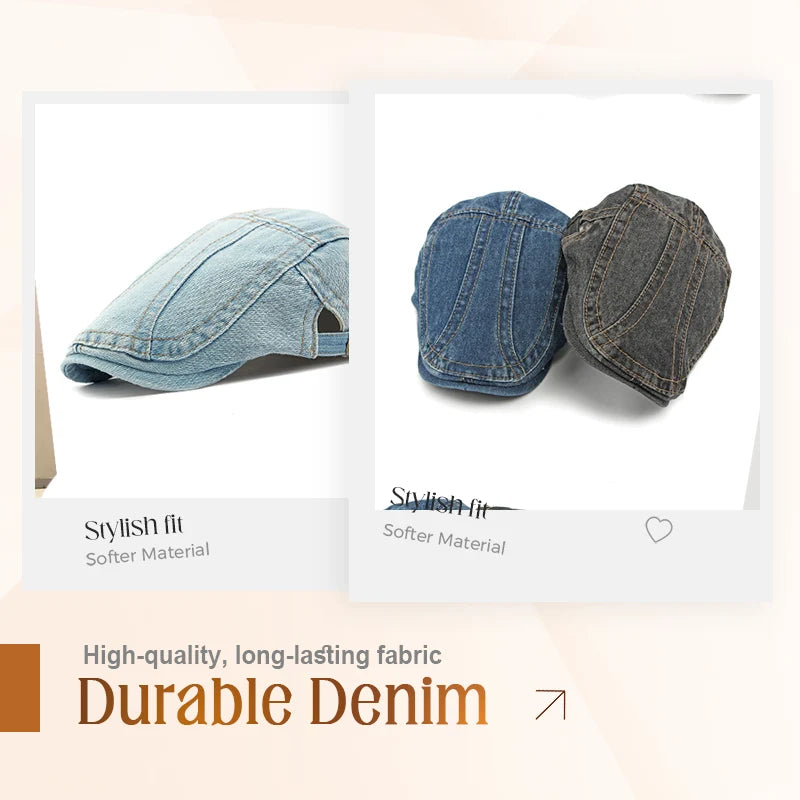 🎉 This Week's Special Sales - 47% Off ✨🧢 Unisex Denim Newsboy Cap | Vintage Classic Style, Adjustable Comfort Fit For Everyday Wear