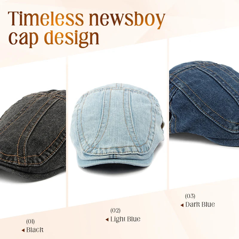🎉 This Week's Special Sales - 47% Off ✨🧢 Unisex Denim Newsboy Cap | Vintage Classic Style, Adjustable Comfort Fit For Everyday Wear