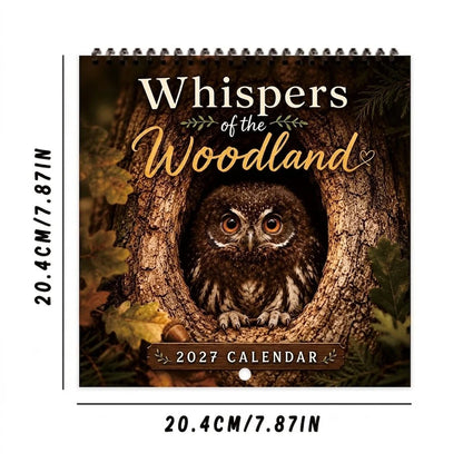 🦉 2027 Whispering Woods Owl Wall Calendar, Spiral Planner With Notes
