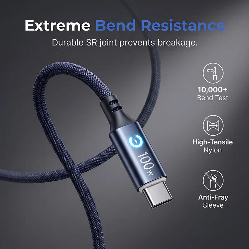 Charge Any Device Instantly! No-overcharge 100w Braided Cable