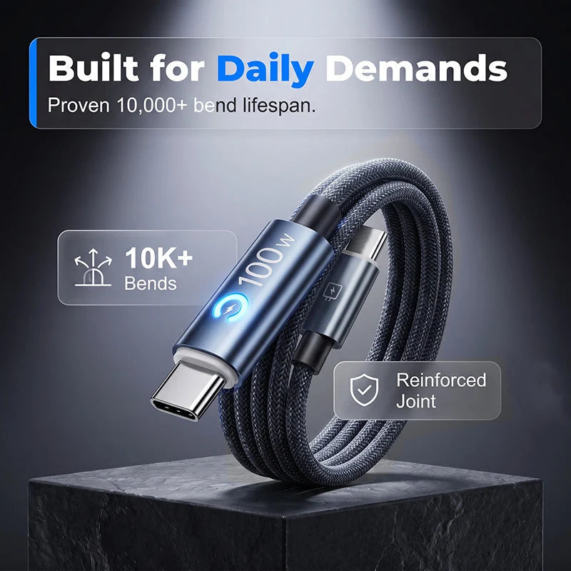 Charge Any Device Instantly! No-overcharge 100w Braided Cable