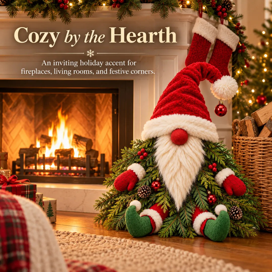 Sitting Christmas Evergreen Gnome Decor
