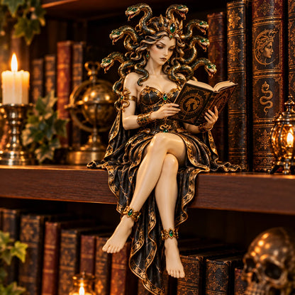 🐍 Medusa Shelf Sitter Collection – 3 Mythology-inspired Figurines For Book Lovers & Gothic Decor🎁🎁🎁