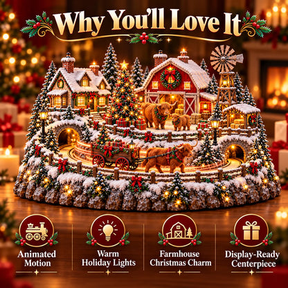 🐮 Highland Cow Christmas Farm Village – Animated Holiday Scene