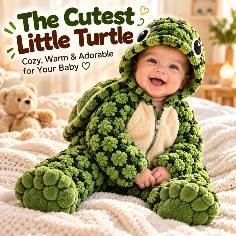 🐢 Ultra-soft Baby Turtle Onesie – Cozy & Warm, Skin-friendly Plush, Easy-zip Diaper Changes & Adorable 3d Shell Design