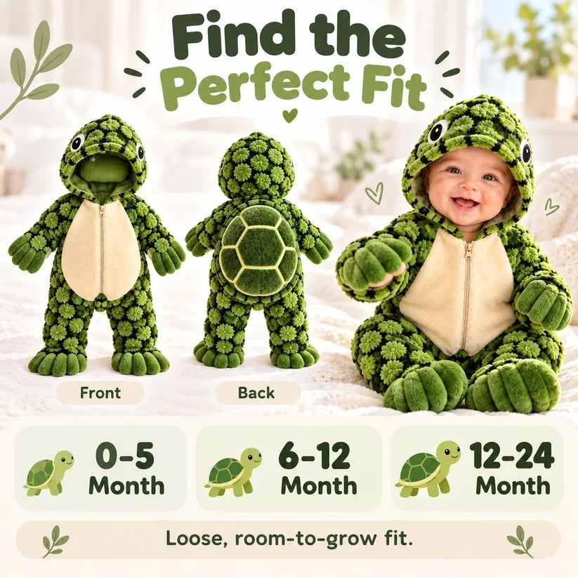 🐢 Ultra-soft Baby Turtle Onesie – Cozy & Warm, Skin-friendly Plush, Easy-zip Diaper Changes & Adorable 3d Shell Design