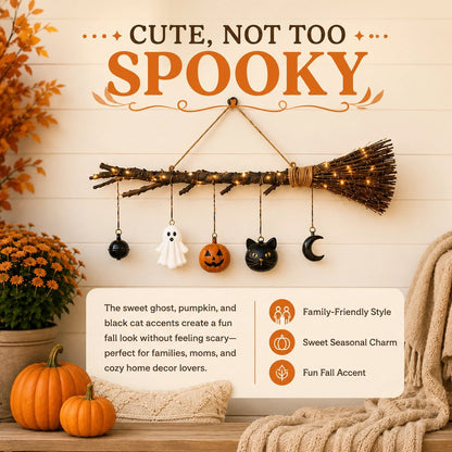 🔥 Limited-Time 49% OFF 🍂 Lighted Fall Broom Wall Hanging – Cozy Halloween & Autumn Decor