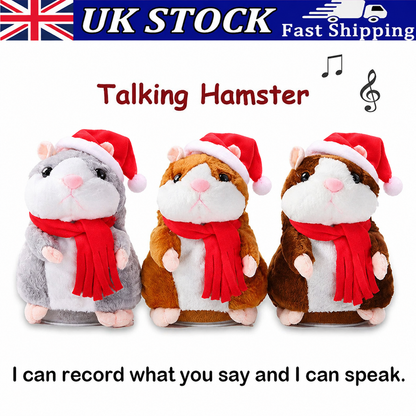 🐹 Last Day Special Price £13.99！✨Talking Hamster Plush – repeats whatever you say, auto head-shaking, hilarious fun for kids & adults.🎁
