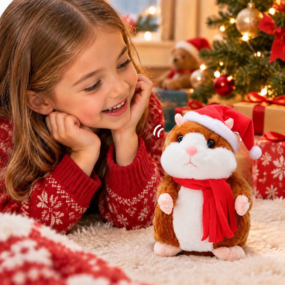 🐹 Last Day Special Price £13.99！✨Talking Hamster Plush – repeats whatever you say, auto head-shaking, hilarious fun for kids & adults.🎁