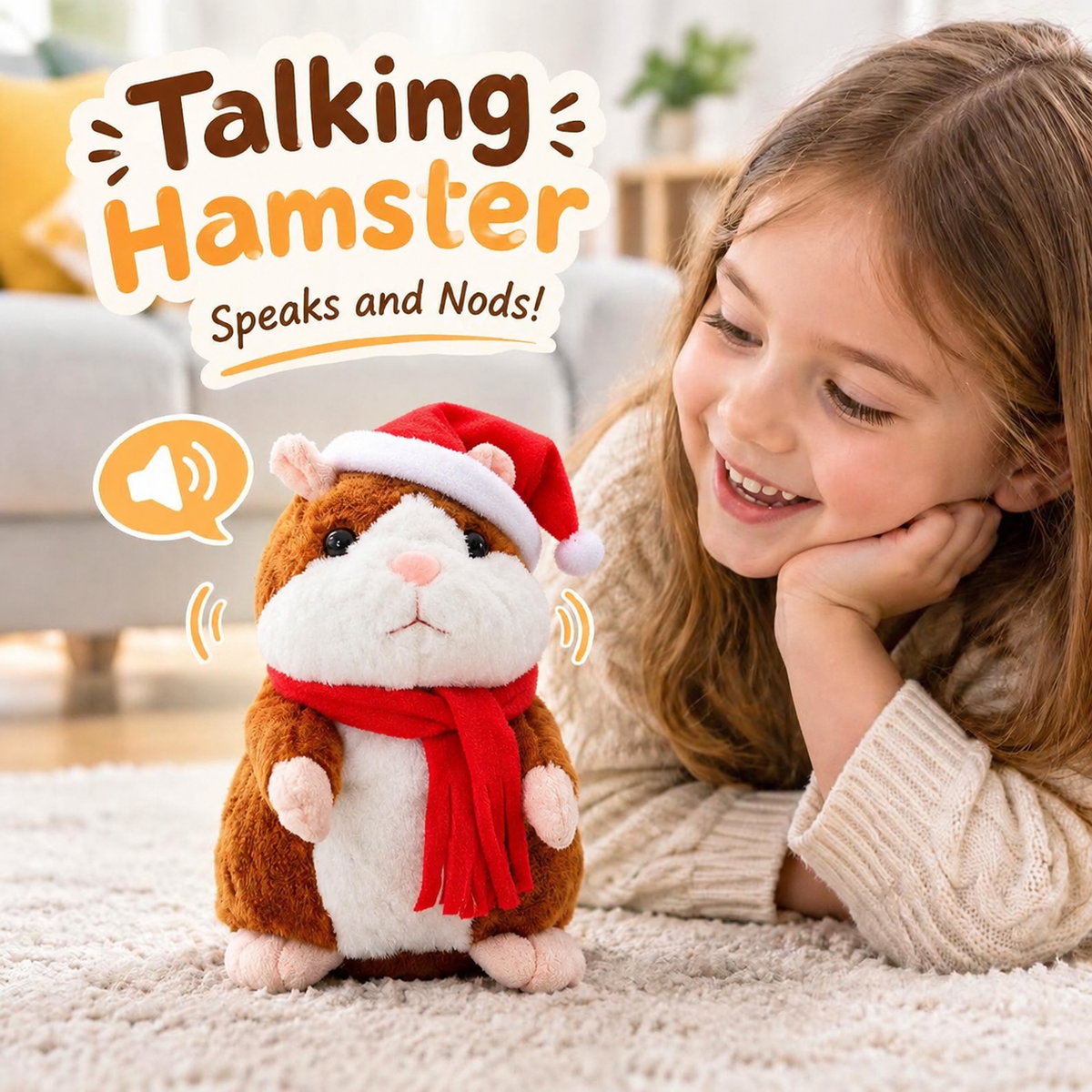 🐹 Last Day Special Price £13.99！✨Talking Hamster Plush – repeats whatever you say, auto head-shaking, hilarious fun for kids & adults.🎁