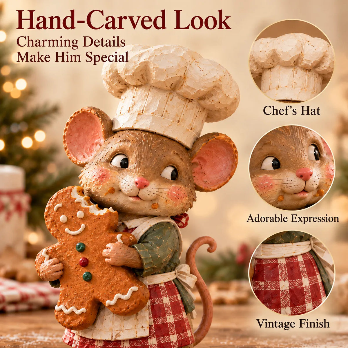 🍪 Gingerbread Mouse Baker Figurine