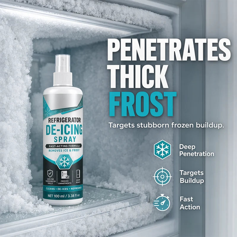 Fast-Acting Refrigerator Defrost Spray | No-Scratch Ice Remover with Free Scraper for Freezers & Deep Fridges