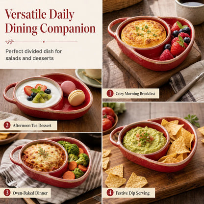 ⏳🔥LIMITED-TIME 50% OFF! ⏰🍲Retro Ceramic Divided Baking Dish – Vintage Style, Dual Compartments & Elegant Dining for Every Occasion ❤️