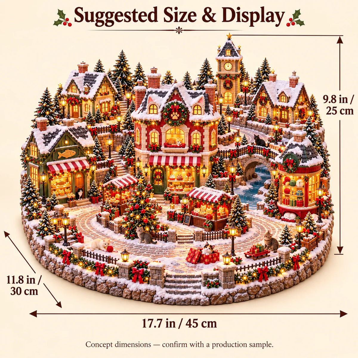 Christmas Cat Village 🐱🎄 – Lighted Cat Lover’s Holiday Scene 🐈✨