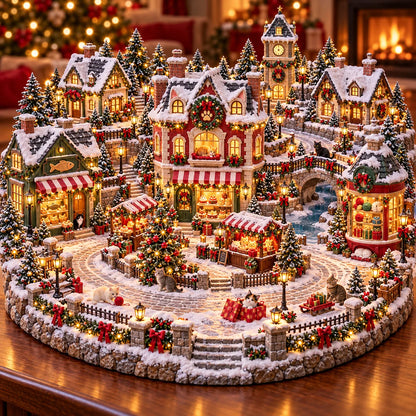 Christmas Cat Village 🐱🎄 – Lighted Cat Lover’s Holiday Scene 🐈✨