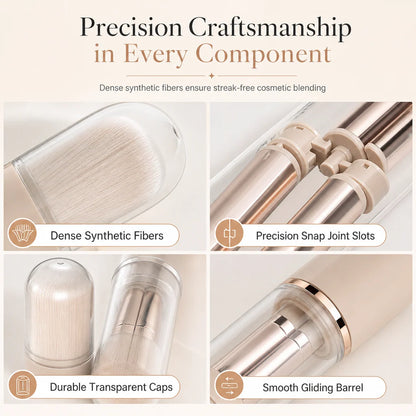 Portable Retractable Makeup Brush Set Multifunctional Travel Cosmetic Tool With Powder Blush And Silicone Lip Brush