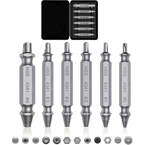 Universal Screw Extractor Set with Dual-Ended Bits