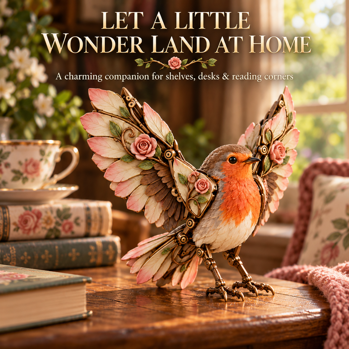 Rosewing Robin displayed in a cozy reading corner