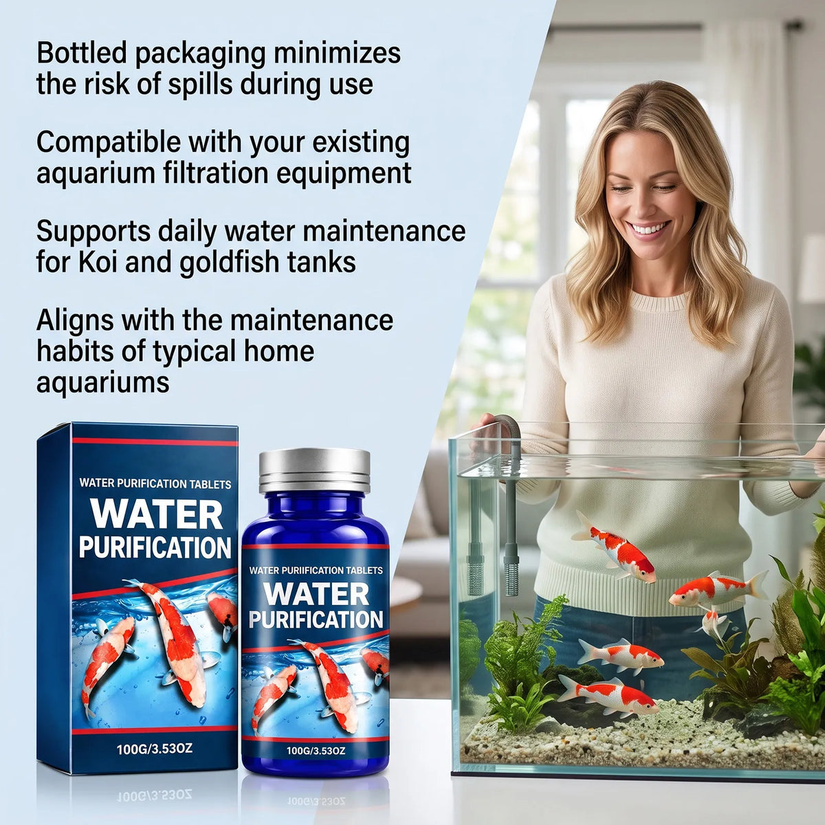💧Aquarium Water Purifying Tablets ✨Fish Tank Water Cleaner Tablets for Turbid Water & Impurity Removal