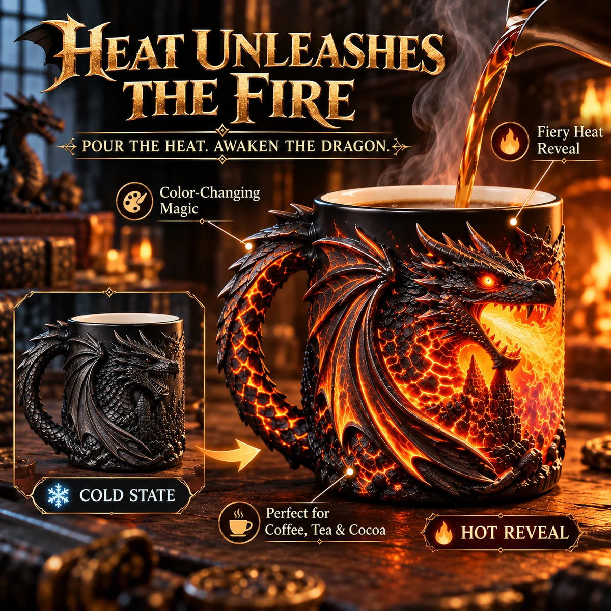 🔥 Last Day 49% OFF 🐉 Dragonfire Heat-Reveal Magic Mug 🔥