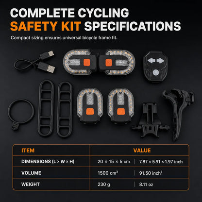 🚴 Wireless Bike Turn Signals: Thumb Control, Split Frame Lights, USB Rechargeable