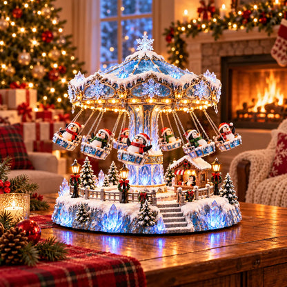 🎄 Christmas Sale 49% Off! 🐧 Penguin Winter Swing Carnival™ – Light-up Rotating Christmas Decoration ❄️✨