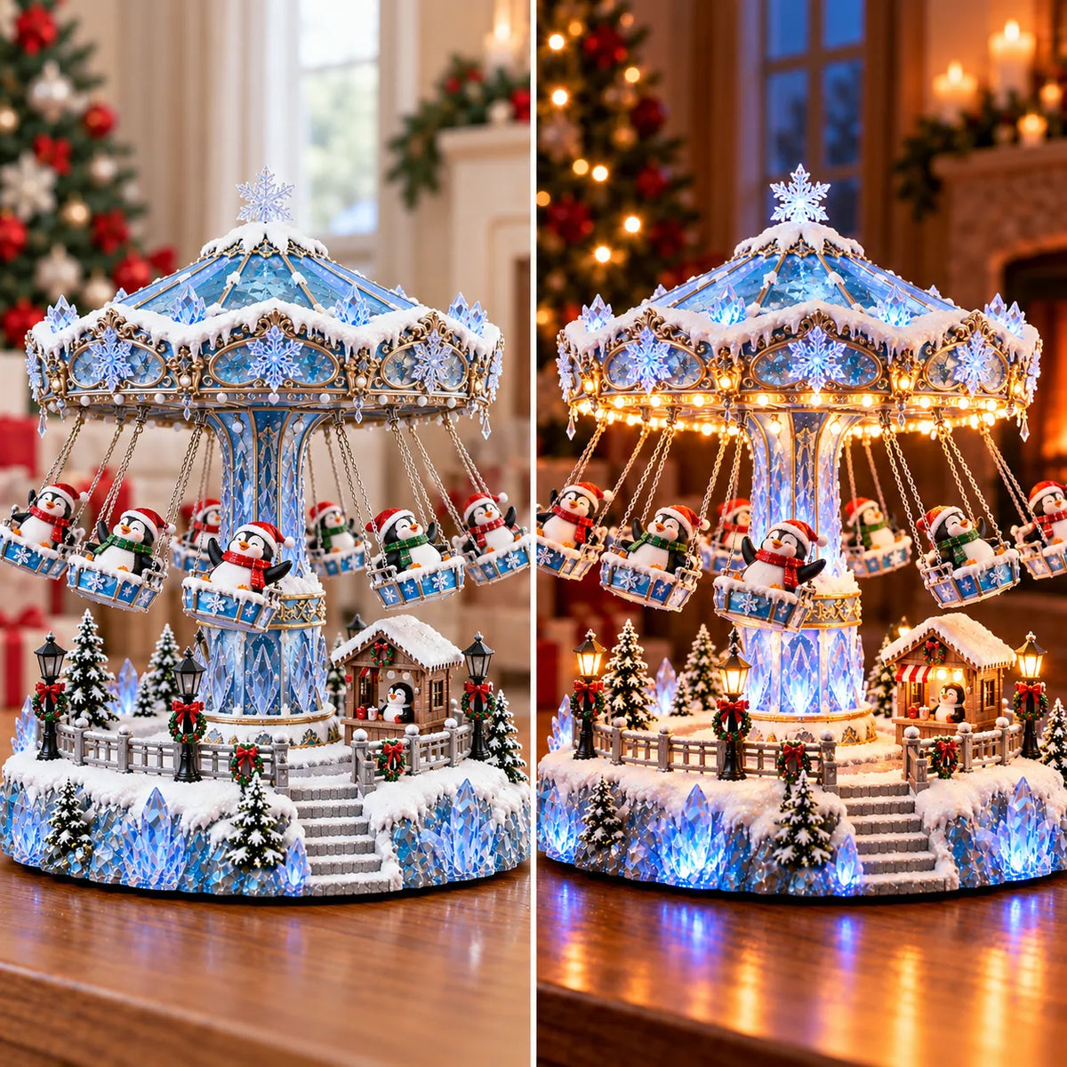 🎄 Christmas Sale 49% Off! 🐧 Penguin Winter Swing Carnival™ – Light-up Rotating Christmas Decoration ❄️✨